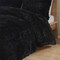 Black Soft Sherpa Faux Fur 3-Piece Comforter Set with Pillow Shams
